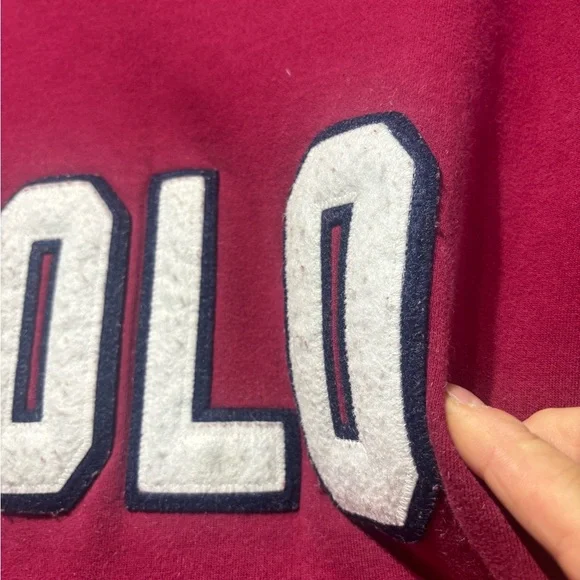 Vintage 90’s Polo Ralph Lauren Spell Out Men's Burgundy Crewneck Sweatshirt XL - Picture 4 of 5